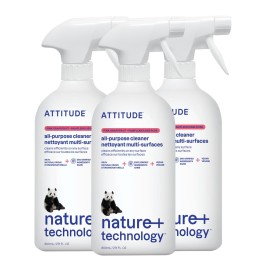 ATTITUDE All Purpose Cleaner Spray, EWG Verified, Vegan, Made with 94% Plant-Based Ingredients, Streak-Free for Kitchen, Bathroom, Glass & More, Pink Grapefruit, 27.1 Fl Oz (Pack of 3)