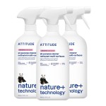 ATTITUDE All Purpose Cleaner Spray, EWG Verified, Vegan, Made with 94% Plant-Based Ingredients, Streak-Free for Kitchen, Bathroom, Glass & More, Unscented, 27.1 Fl Oz (Pack of 3)