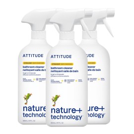 ATTITUDE Bathroom Cleaner Spray, EWG Verified, Plant-Based & Vegan, Safe for Bathroom Surfaces, Tiles, Tubs, Shower Walls, and Grout, Citrus Zest Scent, 27.1 Fl Oz (Pack of 3)