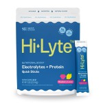 Hi-Lyte Electrolytes + Protein Quick Sticks Raspberry Lemon, 16 Servings - Sodium, Potassium, Whey Protein - Keto Friendly - 5g Protein, No Sugar