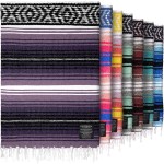 Hydration Nation Authentic Large Handwoven Mexican Blanket - Soft Yoga- Durable Serape- Lightweight Falsa, Beach, Camping, Picnic, Outdoor Blanket 70x50 - Lavender Jade