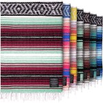 Hydration Nation Authentic Large Handwoven Mexican Blanket - Soft Yoga- Durable Serape- Lightweight Falsa, Beach, Camping, Picnic, Outdoor Blanket 70x50 - Miami Vice