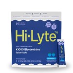 Hi-Lyte K1000 Blue Raspberry Electrolytes Powder Packets, 30 Servings - 1000mg Potassium + Magnesium, Sodium, Trace Minerals - 0 Carbs, 0 Sugar