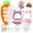 HAOBAOBEI Baby Fruit Food Feeder Pacifier - Fresh Food Feeder, Infant Fruit Teething Teether Toy for 3-24 Months, 3 Pcs Silicone Pouches for Toddlers & Kids & Babies, 2-Pack (Purple Pink)