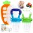 HAOBAOBEI Baby Fruit Feeder with Freezer Tray - 3-Size Silicone Teether for 3-24 Months, BPA-Free, Leakproof Self-Feeder, Dishwasher Safe, Baby Weaning & Teething Snack Tool(Blue Green)