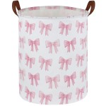 Sanjiaofen Kids Laundry Hamper,Pink Laundry Basket Collapsible Girls Storage Baskets for Home Decor,Office,Toy Organizer,(Pink Bowknot)