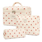 honitty Makeup Bag,Quilted Cosmetic Bags,Large Floral Make Up Organize bag,Makeup Bag Set for Women,Flower Travel Toiletry Bag