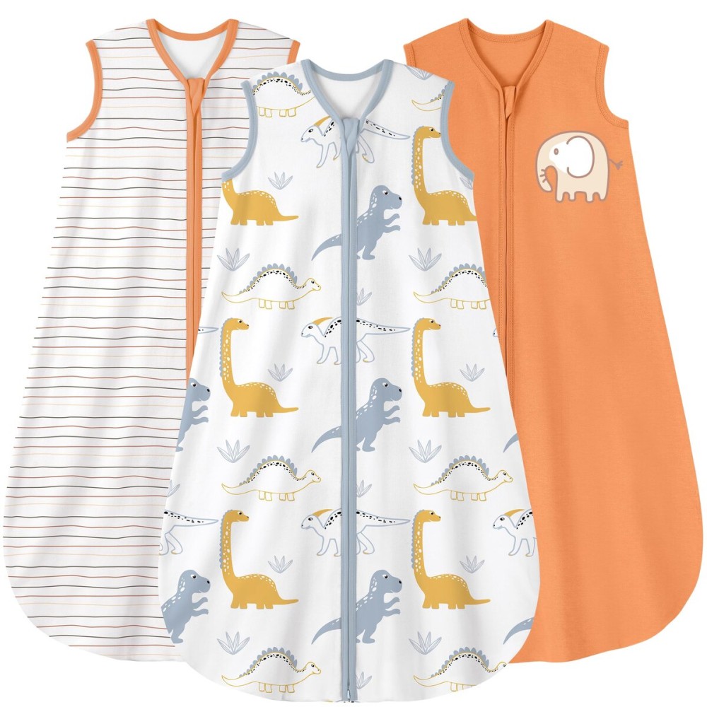 Yoofoss Baby Sleep Sack 12-18 Months Wearable Blanket for Babies 100% Organic Cotton 2-Way Zipper TOG 0.5 Toddler Sleeping Sack 3 Pack, Comfy Lightweight Sleep Sacks