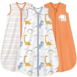 Yoofoss Baby Sleep Sack 12-18 Months Wearable Blanket for Babies 100% Organic Cotton 2-Way Zipper TOG 0.5 Toddler Sleeping Sack 3 Pack, Comfy Lightweight Sleep Sacks