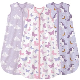 Yoofoss Baby Sleep Sack 6-12 Months Wearable Blanket for Babies 100% Organic Cotton 2-Way Zipper TOG 0.5 Toddler Sleeping Sack 3 Pack, Comfy Lightweight Sleep Sacks