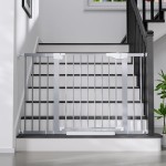 Cumbor 29.7-48 Baby Gate for Stairs, Mom\'s Choice Awards Winner-Dog Gates for Doorways, Auto Close Safety Pet Gate for Dogs Indoor, Easy Install Pressure Mounted Child Gate with Walk Thru Door, Gray