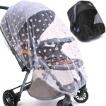 Baby Stroller Mosquito Net (2 Pack) - Durable Mesh Protection for Bassinets, Cradles, Playards, Pack N Plays & Portable Mini Cribs | Breathable Universal Fit Insect Barrier (Black + Daisy)