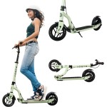 Aero Big Wheels Scooter for Kids 8-12, Teens & Adults | Pneumatic Air Tyre, Hand Controlled Drum Brake & Rubber Deck Mat | Adult Manual Kick Scooter | Foldable & Height Adjustable, 220lbs Max