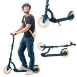 Aero Big Wheels Scooter for Kids 8-12, Teens & Adults | Pneumatic Air Tyre, Hand Controlled Drum Brake & Rubber Deck Mat | Adult Manual Kick Scooter | Foldable & Height Adjustable, 220lbs Max