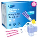HEAL-CHECK 100 Count Pregnancy Tests with Cups, Bulk Pregnancy Test Strips for Detection at Home, Over 99% Accuracy, Individually Wrapped Fertility Tests, Extra-Wide 5mm HCG Tests, Pruebas De Embarazo