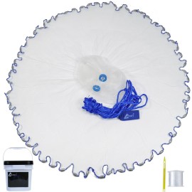 Drasry 1/4 Saltwater Fishing Cast Net for Bait Shirmp Trap Fish Throw Net with Heavy Lead Sinkers. Size 3FT to 10FT Radius Freshwater1/4 Inch Mesh Monofilament Cast Net, 5FT(150cm) Radius
