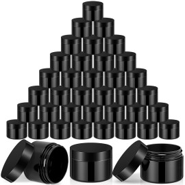 SATINIOR 36 Pieces 2 oz Plastic Jars with Lids Wide Mouth Airtight Reusable Container Acrylic Cosmetic Small Jars for Lotions Ointments Travel Toiletries Creams Make up Storage(Opaque Black)