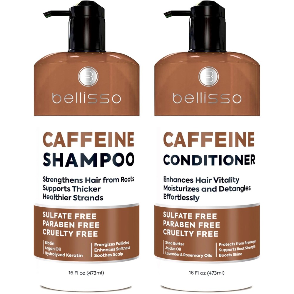Caffeine Shampoo and Conditioner Set - Volumizing Products for Women and Men - Thickening, Volume Boosting Formula for Thinning and Fine Hair - Sulfate Free, No Parabens - Hydrating, Salon Grade