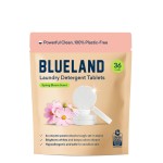 BLUELAND Laundry Detergent Tablets, 36 Count, Spring Bloom Scent, Plastic-Free Eco-Friendly Pods, Sheets, Liquid Alternative - Safe for Sensitive Skin, Gentle