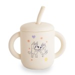 mushie x Bluey 100% Silicone Training Cup & Straw for Toddlers | 6 Months+ (Bluey Ivory)