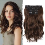 Hair Extensions Clip ins - 14 Inch Wavy Synthetic Clip in Hair Extensions For Women And Girls (Color: Light Brown Mix Chocolate Brown)