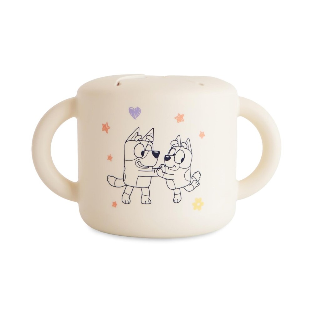 mushie x Bluey Silicone Snack Cup | Spill Proof Food Container for Toddler and Baby (Bluey Ivory)