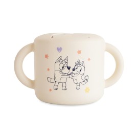 mushie x Bluey Silicone Snack Cup | Spill Proof Food Container for Toddler and Baby (Bluey Ivory)