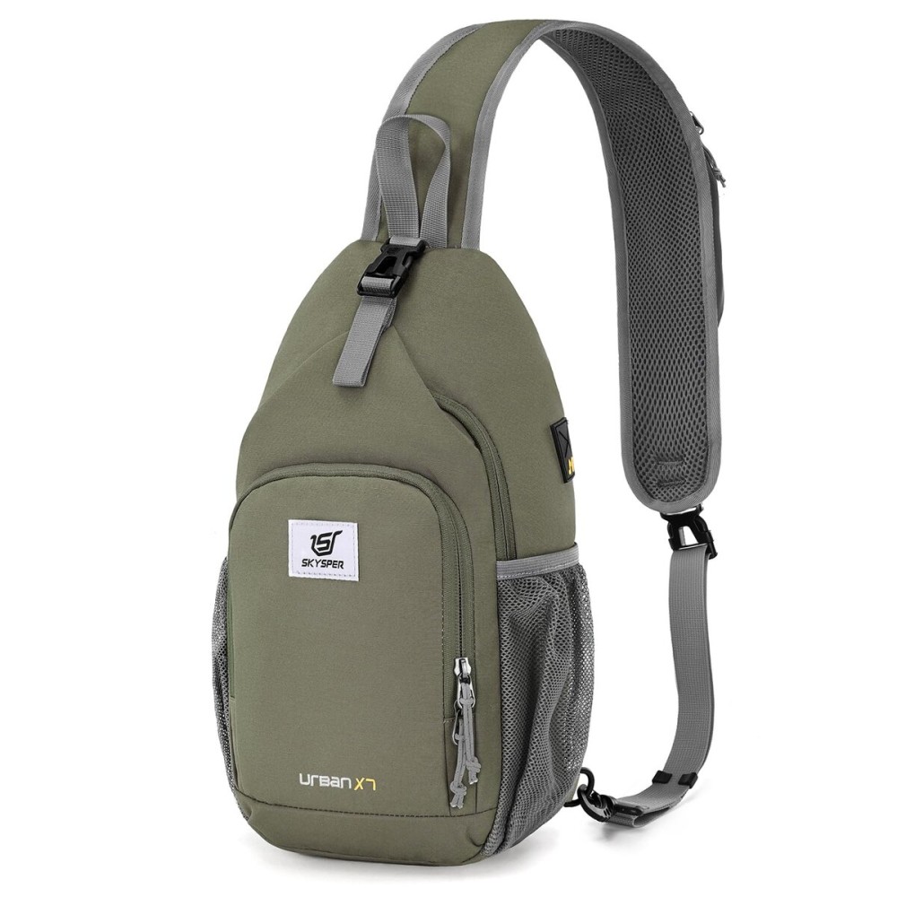 SKYSPER Sling Bag RFID Crossbody Sling Backpack Cross Body Shoulder Bag Travel Hiking Daypack for Women Men(Light Taupe)