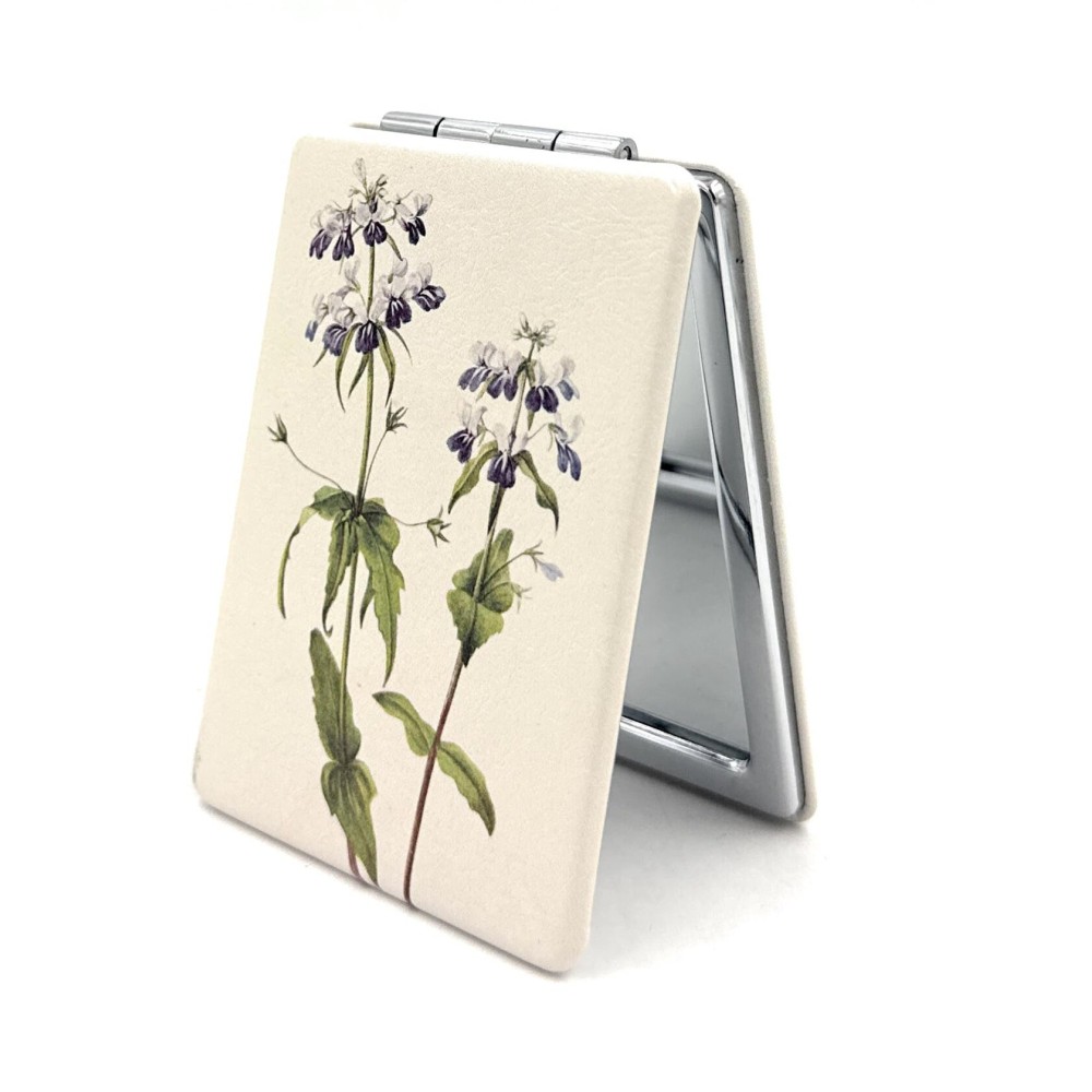 Aeisage Mary Vaux Walcott Compact Mirror White Mirror Flower Blue Eyed Mary Gifts Collisia Verna Cosmetic Mirror American Artist Artwork Souvenir Art Print Small Travel Mirror