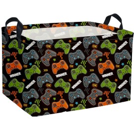 Essme Rectangular Kids Baskets,Boys Storage Basket with Handles for Boys Room Decor,Game Storage BinBlack Game