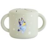 mushie x Bluey Silicone Snack Cup | Spill Proof Food Container for Toddler and Baby (Bluey Sage)