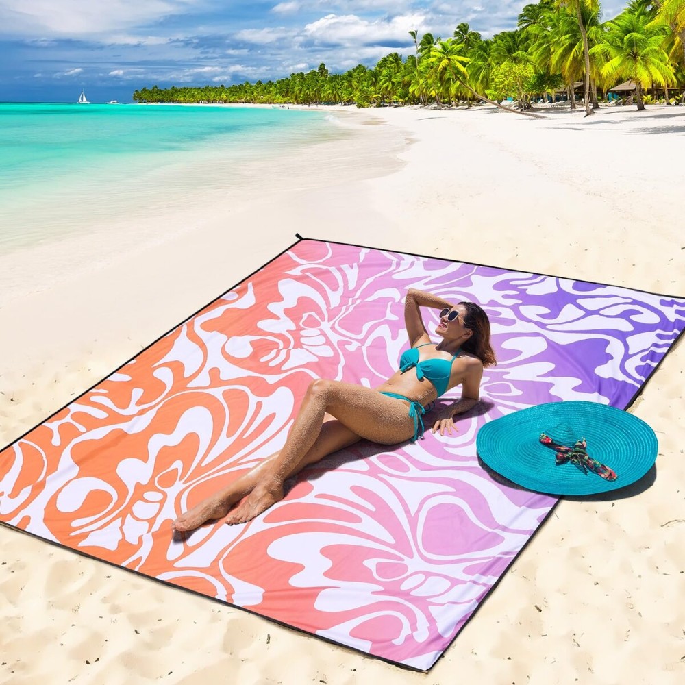 WIWIGO Beach Blanket Waterproof Sandproof Beach Mat 79 X 83/10\'x9\'for 2-8 Adults Quick Drying Outdoor Picnic Mat Beach Accessories for Travel, Camping, Hiking