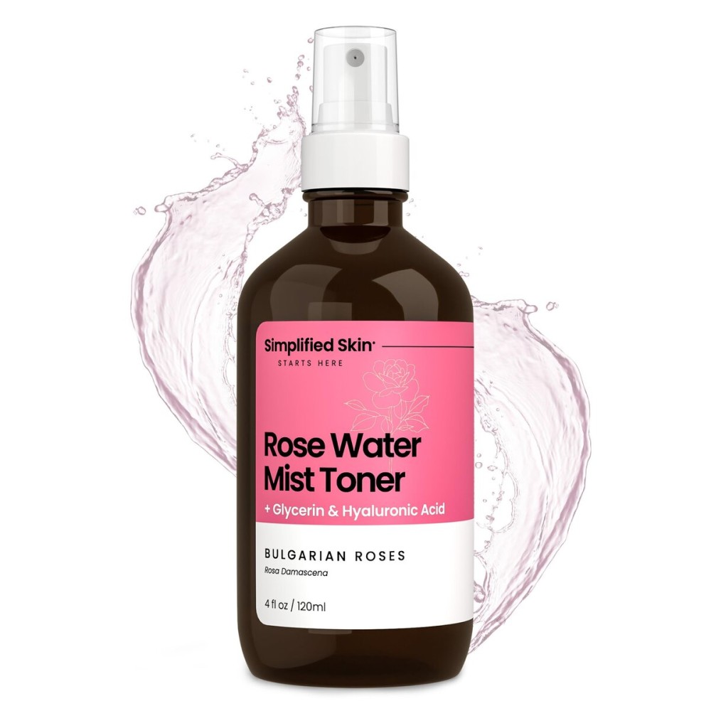 Rosewater and Glycerin Spray - Hydrating & Refreshing Rose Water Spray for Face & Hair - Facial Mist Toner with Hyaluronic Acid to Soothe, Soften, Tone & Prep Skin - Alcohol-Free, 4 Fl Oz