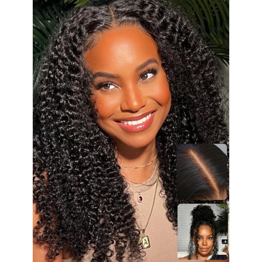 UNICE Bye Bye Knots Glueless Wigs Pre Plucked Jerry Curly 7x5 Pre Cut Lace Front Wigs Human Hair Bleached Knots Pre Everything Put and Go Black Wig Natural Hairline 16 inch