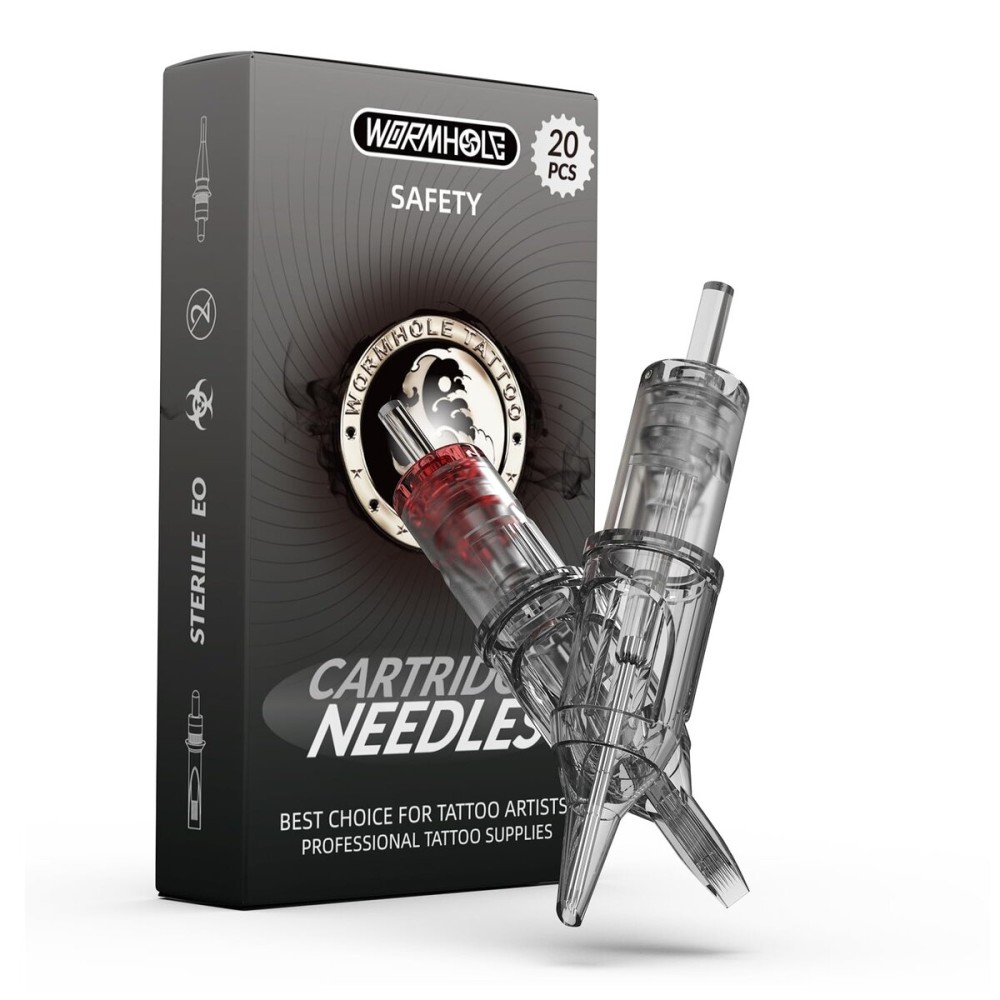 Wormhole Tattoo Needles Tattoo Cartridge Needles 20pcs Mixed Sizes 1003RL 1005RL 1005M1 1007M1 Disposable Needles Cartridge Round Liner Shader Magnum for Tattoo Gun Cartridge Machine Permanent Makeup