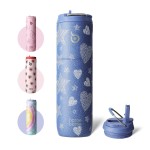 BOTTLE BOTTLE Insulated Water Bottle 24oz with Straw Lid and Handle for Sports Travel Gym Stainless Steel Water Bottles Double-Wall Vacuum Metal Leak Proof BPA-Free (Denim Beats)