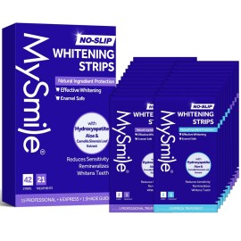 MySmile Teeth Whitening Strips, Hydroxyapatite-Infuse White Strips, Non-Sensitive Teeth Whitening with Soothing Natural Ingredients, Enamel-Safe, Residue-Free, Non-Slip, 21 Treatments Kit