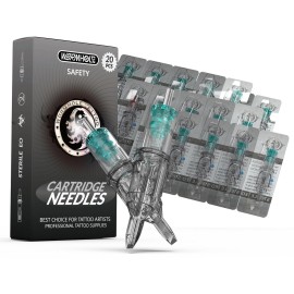Wormhole Tattoo Needles 20Pcs 15RM Disposable Tattoo Cartridge Needles Curved Magnum for Tattoo Gun Cartridge Machine Permanent Makeup (1215RM)