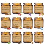 12 Pack Aromatherapy Candles for Home Scented, Aromatherapy Jar Candle Gifts for Women, Natural Soy Wax Amber Candle Set, Scented Candles Set for Birthday Valentine Birthday Day Present