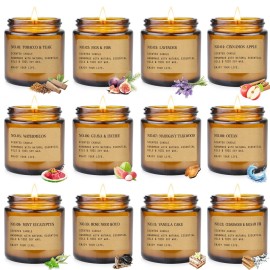 12 Pack Aromatherapy Candles for Home Scented, Aromatherapy Jar Candle Gifts for Women, Natural Soy Wax Amber Candle Set, Scented Candles Set for Birthday Valentine Birthday Day Present