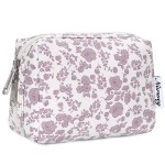 Narwey Small Cute Floral Makeup Bag for Purse Mini Cosmetic Bag Travel Makeup Pouch Zipper Pouch Cute Make up Bags with Compartments for Women Girls (Little Dusty Pink Flower, Small)