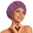 Reusable Shower Cap for Women, Large Waterproof Shower Essentials Bonnet Washable Elastic Band Bath Hair Wrap Hat for Long Hair, Braids(Leather Purple)