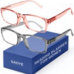 Gaoye 2-Pack of Reading Glasses - Blue-Light Filter, UV Protection - Readers with Rectangle Frames