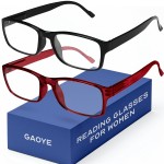 Gaoye 2-Pack of Reading Glasses +2.0 - Blue-Light Filter, UV Protection - Readers with Rectangle Frames