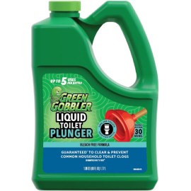 Green Gobbler Liquid Toilet Plunger | Clog Remover | Safe for Toilets and Septic | No Plunger Needed | 5 Uses