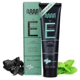 MasterMedi Nano Hydroxyapatite Whitening Toothpaste with Xylitol, Charcoal & Spearmint - Fluoride & SLS Free, Remineralizing Formula for Sensitive Teeth, Enamel Repair, 4 oz (Pack of 1)