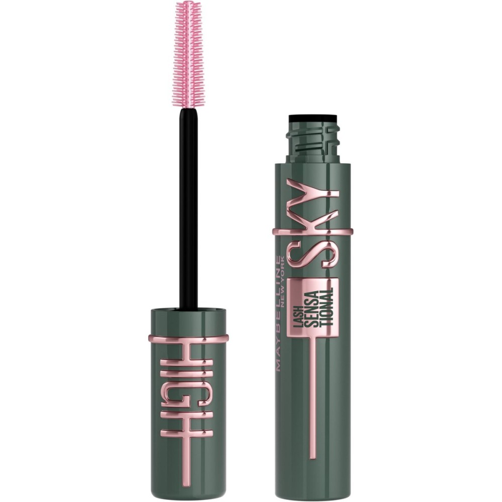 Maybelline Lash Sensational Sky High Washable Mascara, Volumizing, Lengthening, Defining, Curling, Multiplying, Buildable Mascara Make Up Formula, Green Altitude, 1 Count