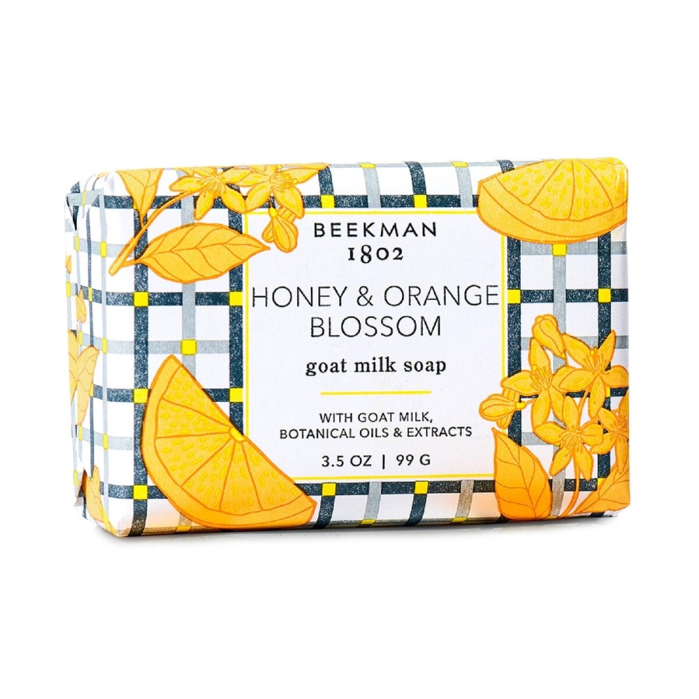 Beekman 1802 Goat Milk Body Soap Bar, Honey & Orange Blossom - Scented - 3.5 oz - Nourishes, Moisturizes & Hydrates - 100% Vegetable Soap - Good for Sensitive Skin - Packaging May Vary