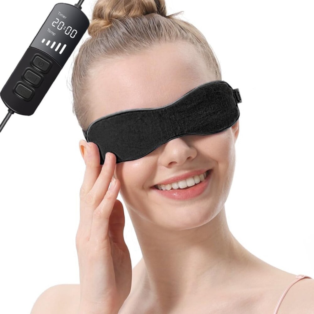 Aroma Season Heated Eye Mask for Dry Eyes, Warm Eye Compress with Flaxseed Graphene FIR for MGD, Dry Eye Syndrome, Chalazion Blepharitis Treatment, Steam Moist Heat Therapy to Unclog Glands (Black)