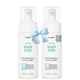 ETUDE SoonJung pH 6.5 Whip Cleanser Duo Set| Mild Micro Foaming Face Wash for Sensitive Skin, Panthenol, Madecassoside for Soothing, Barrier Repair, Vegan Certified, Non-comedogenic, 10.14 Fl Oz